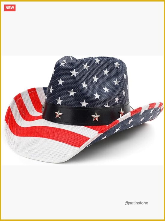 Unisex American Flag Cowboy Hat Paper Staw Western Patriotic Parade Hat main image 4